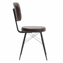 Made in Meubles Chaise en cuir marron foncé Pharell (lot de 2)