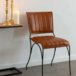 Made in Meubles Chaise en cuir marron Nuria (lot de 2)