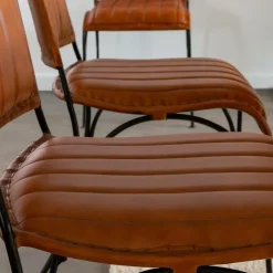 Made in Meubles Chaise en cuir marron Nuria (lot de 2)