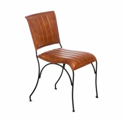 Made in Meubles Chaise en cuir marron Nuria (lot de 2)