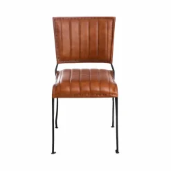 Made in Meubles Chaise en cuir marron Nuria (lot de 2)