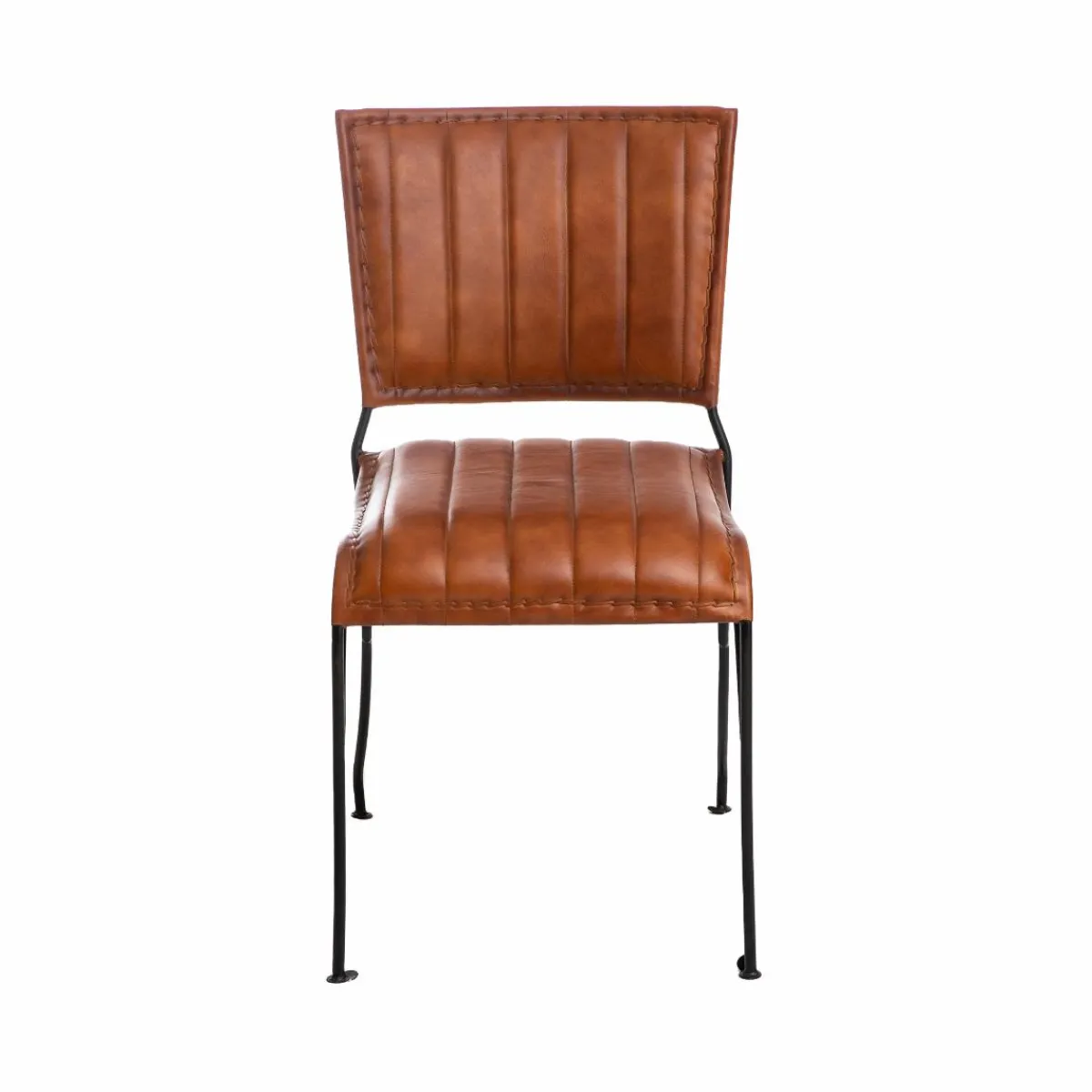 Made in Meubles Chaise en cuir marron Nuria (lot de 2)