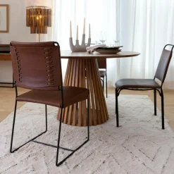 Made in Meubles Chaise en cuir marron Valéria (lot de 2)