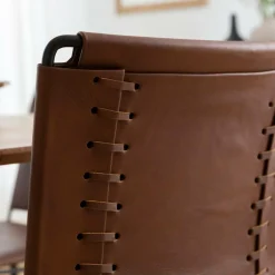 Made in Meubles Chaise en cuir marron Valéria (lot de 2)