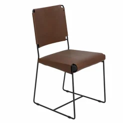 Made in Meubles Chaise en cuir marron Valéria (lot de 2)