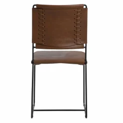 Made in Meubles Chaise en cuir marron Valéria (lot de 2)
