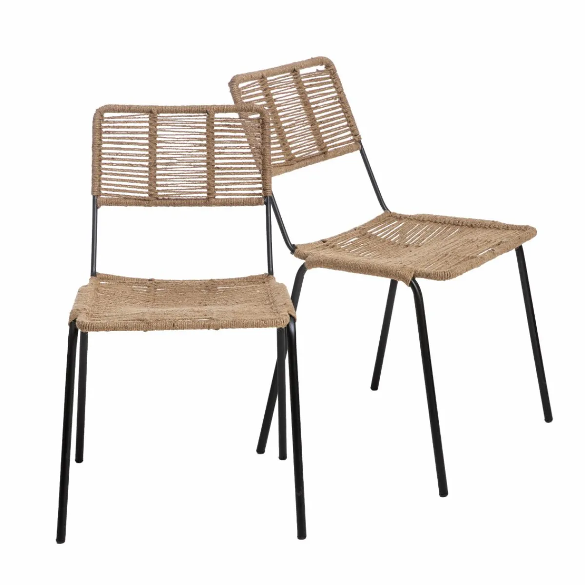 Made in Meubles Chaise en métal et corde beige Emilia (lot de 2)