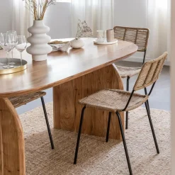Made in Meubles Chaise en métal et corde beige Emilia (lot de 2)