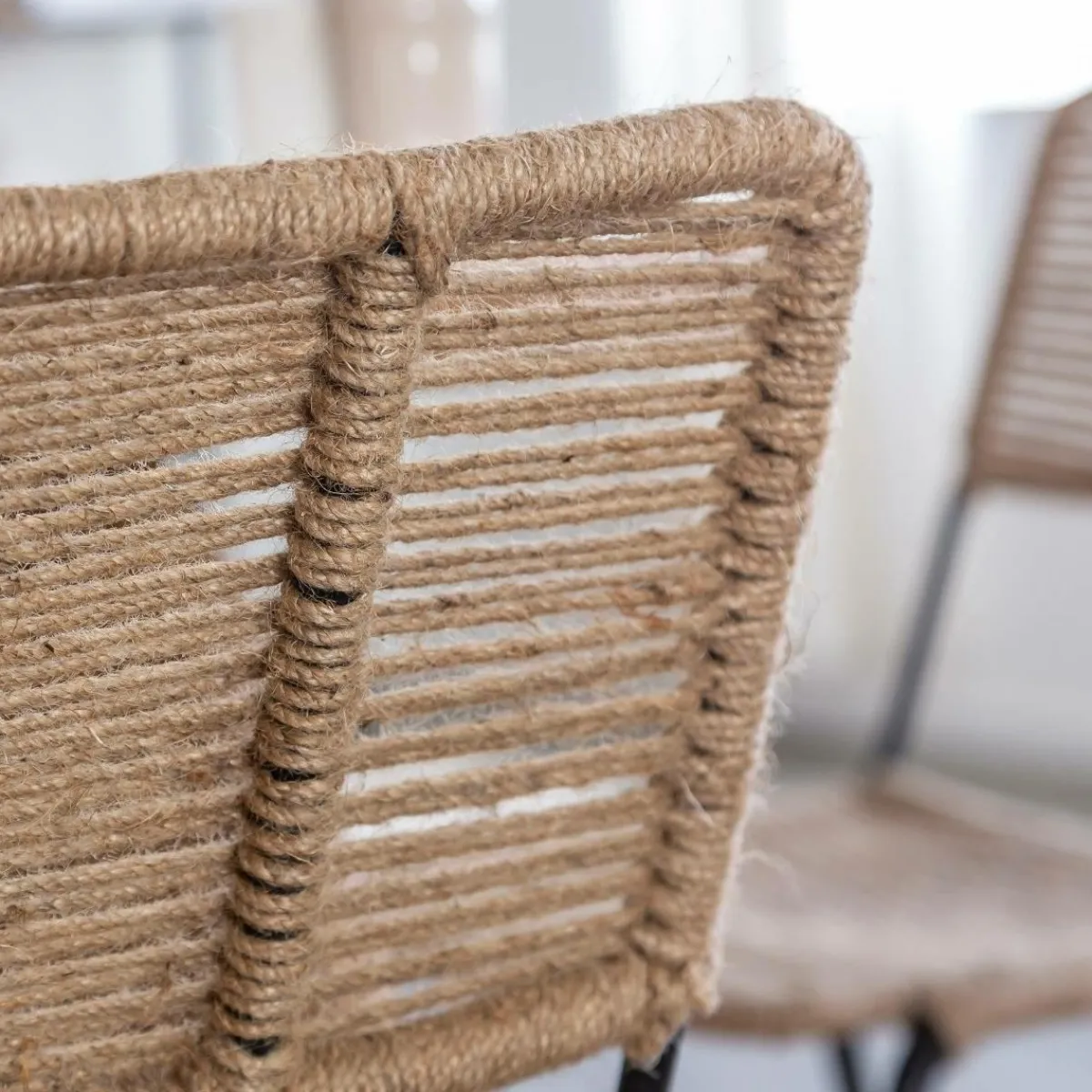 Made in Meubles Chaise en métal et corde beige Emilia (lot de 2)