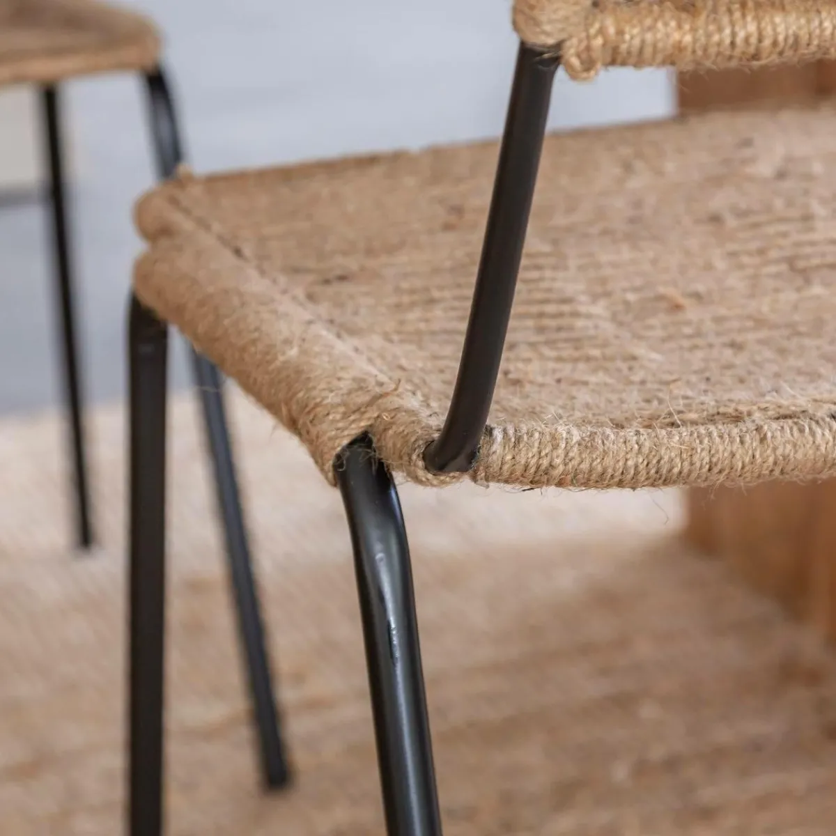 Made in Meubles Chaise en métal et corde beige Emilia (lot de 2)