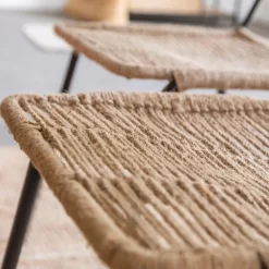 Made in Meubles Chaise en métal et corde beige Emilia (lot de 2)