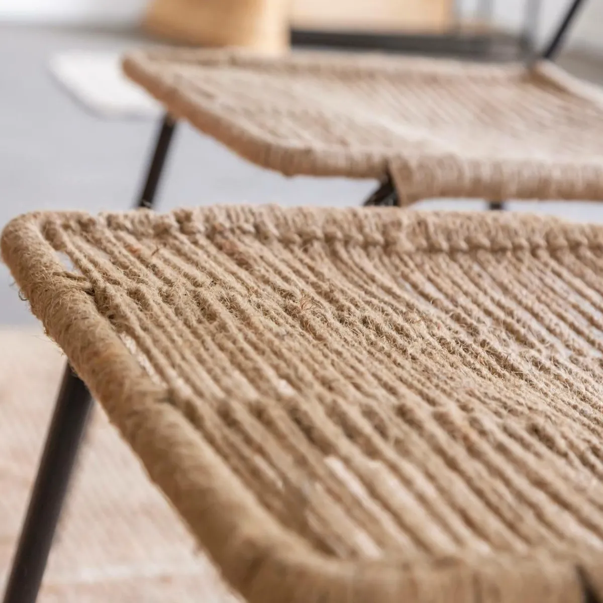 Made in Meubles Chaise en métal et corde beige Emilia (lot de 2)