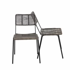 Made in Meubles Chaise en métal et corde grise Emilia (lot de 2)