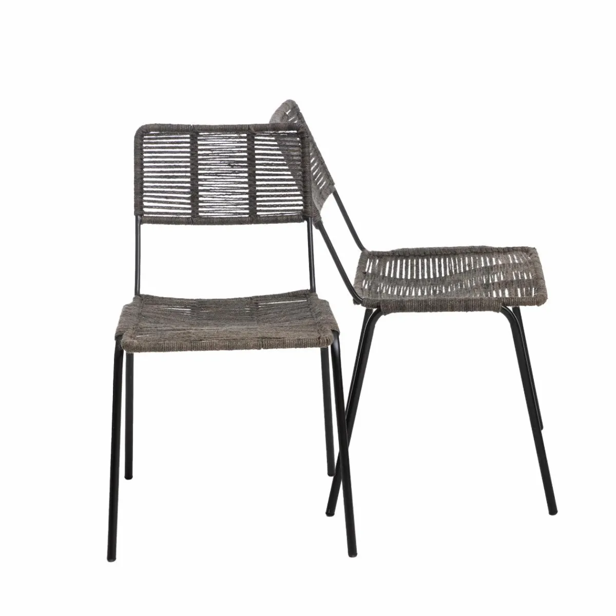 Made in Meubles Chaise en métal et corde grise Emilia (lot de 2)