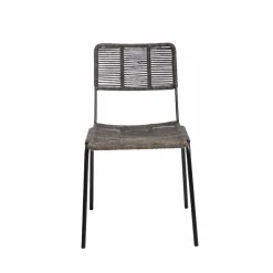 Made in Meubles Chaise en métal et corde grise Emilia (lot de 2)