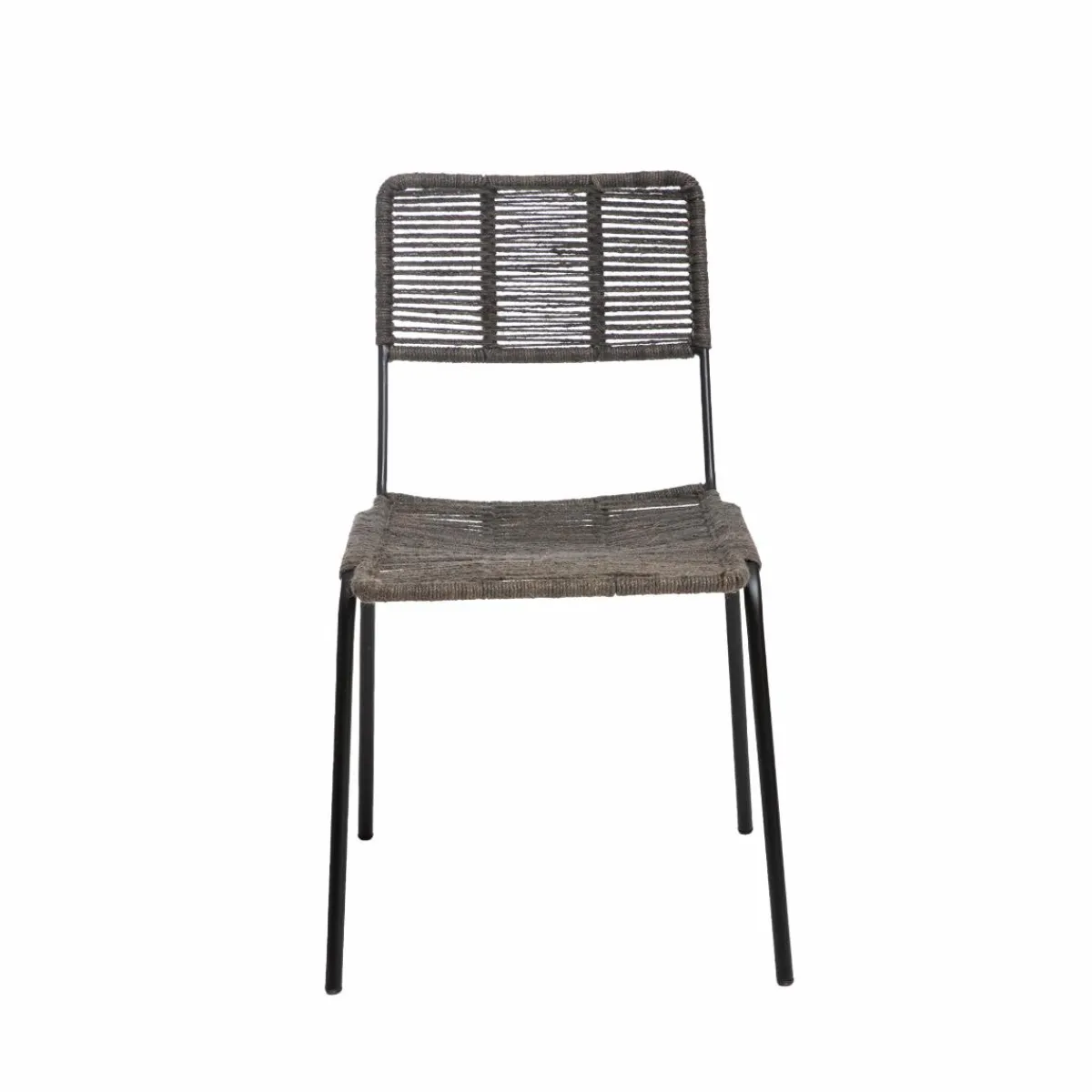 Made in Meubles Chaise en métal et corde grise Emilia (lot de 2)