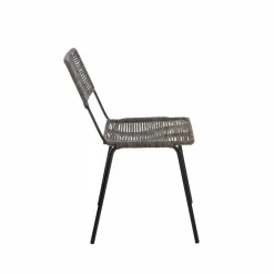 Made in Meubles Chaise en métal et corde grise Emilia (lot de 2)