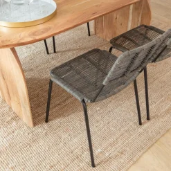 Made in Meubles Chaise en métal et corde grise Emilia (lot de 2)