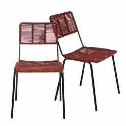 Made in Meubles Chaise en métal et corde rouge Emilia (lot de 2)