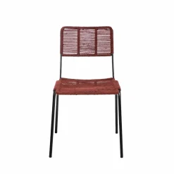 Made in Meubles Chaise en métal et corde rouge Emilia (lot de 2)