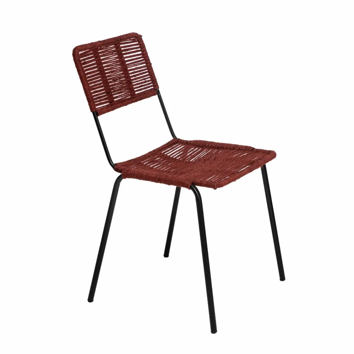 Made in Meubles Chaise en métal et corde rouge Emilia (lot de 2)