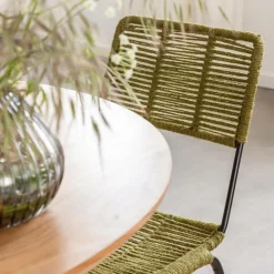 Made in Meubles Chaise en métal et corde verte Emilia (lot de 2)