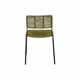 Made in Meubles Chaise en métal et corde verte Emilia (lot de 2)