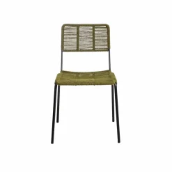 Made in Meubles Chaise en métal et corde verte Emilia (lot de 2)
