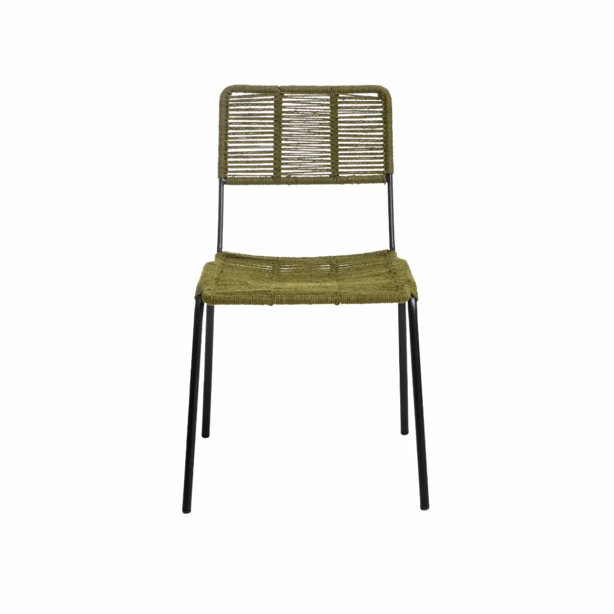 Made in Meubles Chaise en métal et corde verte Emilia (lot de 2)