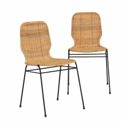 Made in Meubles Chaise en métal et rotin Minal (lot de 2)