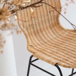 Made in Meubles Chaise en métal et rotin Minal (lot de 2)