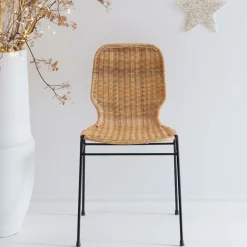 Made in Meubles Chaise en métal et rotin Minal (lot de 2)