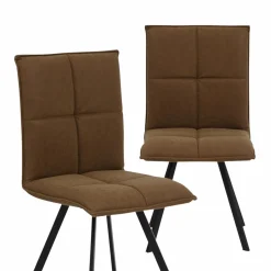 Made in Meubles Chaise en polyester marron Nino (lot de 2)