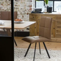 Made in Meubles Chaise en polyester marron Nino (lot de 2)