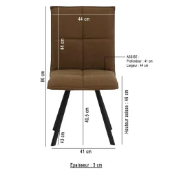 Made in Meubles Chaise en polyester marron Nino (lot de 2)