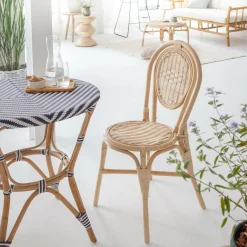 Made in Meubles Chaise en rotin bistrot Nohan (lot de 2)