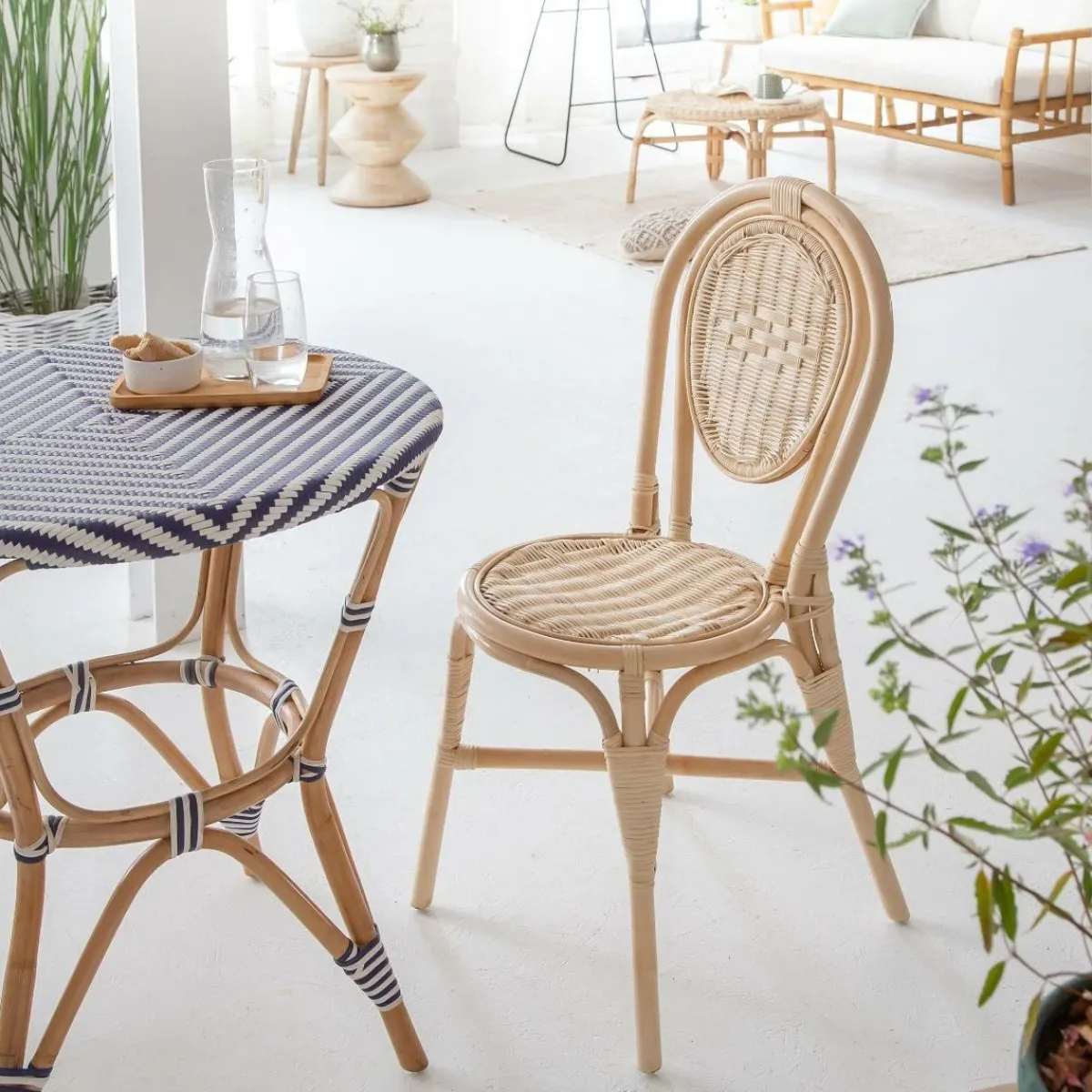 Made in Meubles Chaise en rotin bistrot Nohan (lot de 2)