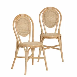 Made in Meubles Chaise en rotin bistrot Nohan (lot de 2)