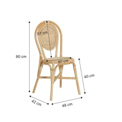 Made in Meubles Chaise en rotin bistrot Nohan (lot de 2)