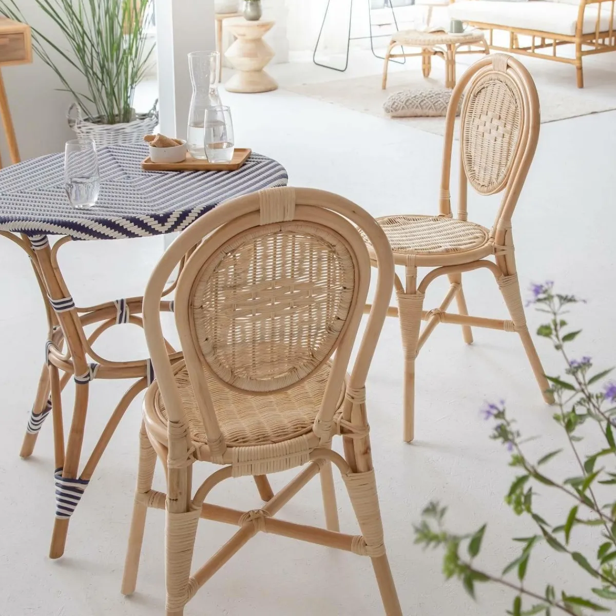 Made in Meubles Chaise en rotin bistrot Nohan (lot de 2)