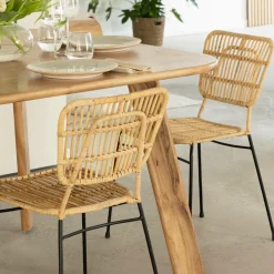 Made in Meubles Chaise en rotin et en métal Sélina (lot de 2)