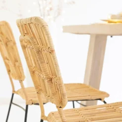 Made in Meubles Chaise en rotin et en métal Sélina (lot de 2)