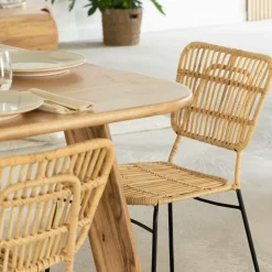 Made in Meubles Chaise en rotin et en métal Sélina (lot de 2)