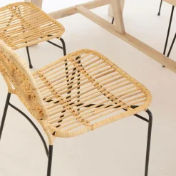 Made in Meubles Chaise en rotin et en métal Sélina (lot de 2)