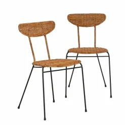 Made in Meubles Chaise en rotin et en métal Leila (lot de 2)