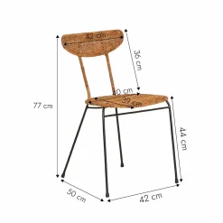 Made in Meubles Chaise en rotin et en métal Leila (lot de 2)