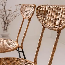 Made in Meubles Chaise en rotin et en métal Leila (lot de 2)