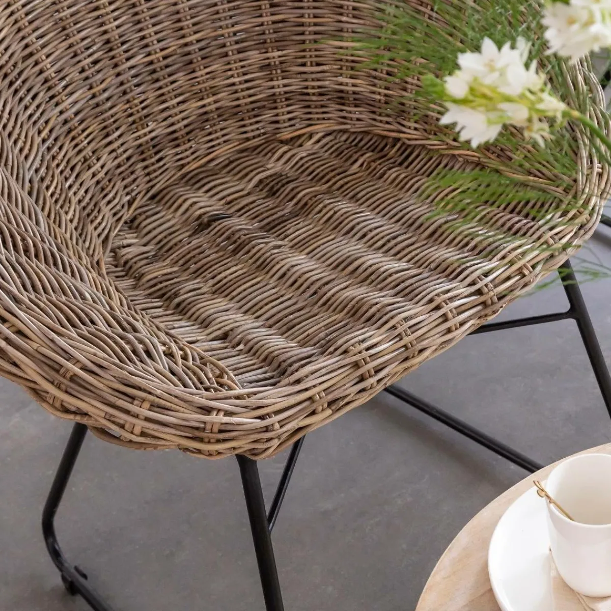 Made in Meubles Chaise en rotin et métal Amael (lot de 2)