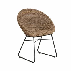 Made in Meubles Chaise en rotin et métal Amael (lot de 2)