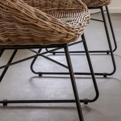 Made in Meubles Chaise en rotin et métal Amael (lot de 2)